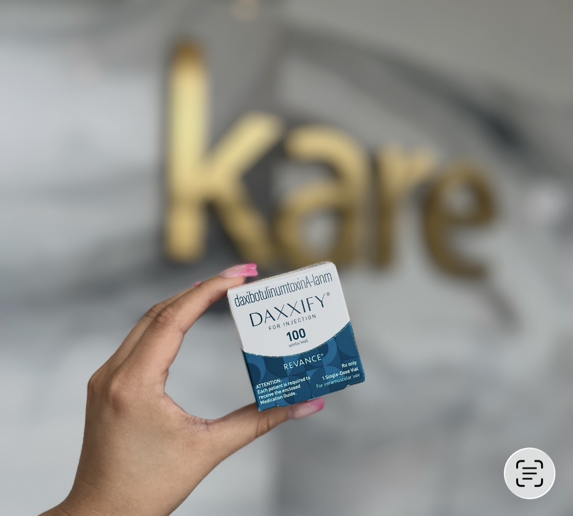 Daxxify daxibotulinumtoxinA-lanm 100 units by Revance available at Kare Plastic Surgery Santa Monica Los Angeles with board-certified dermatologist Dr. Tiffany Sierro longest-lasting FDA-approved neuromodulator wrinkle treatment with up to 6 month duration